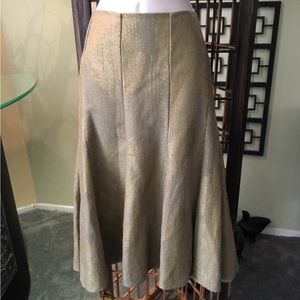 Silvia Tcherassi Midi Fitted Tan/Gold Metallic Skirt size 6